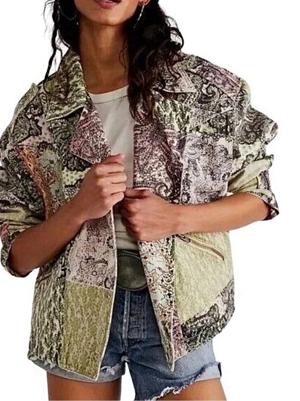 Free People Green Nadia Moto Jacket NWOT
